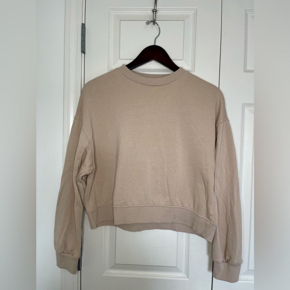 Tan, long sleeve Crew neck